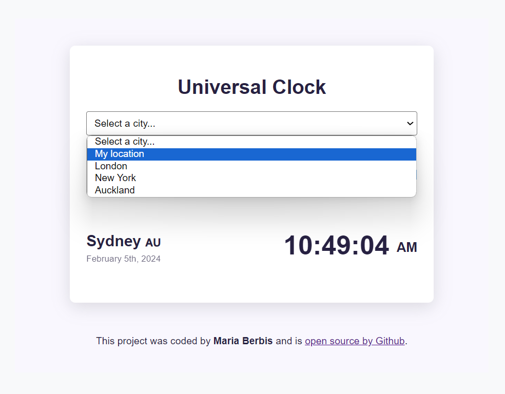 cover of Universal Clock project